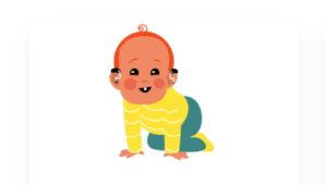 Cartoon van baby met hoortoestellen